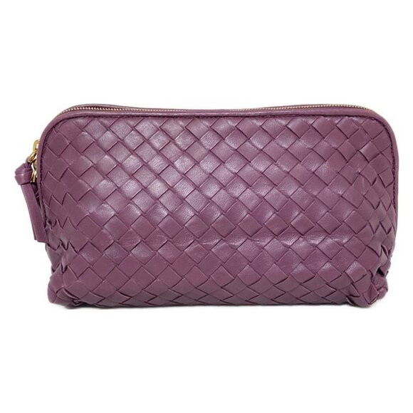 Auth BOTTEGA VENETA Intrecciato - Purple Leather Pouch - Picture 1 of 6